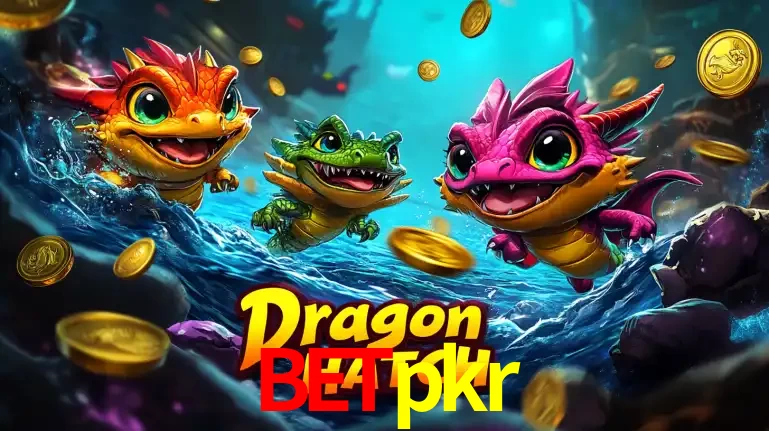 Arte promocional do jogo Dragon Hatch com três adoráveis dragões bebês nadando entre moedas de ouro, um dos slots mais divertidos para jogar no cassino betpkr.